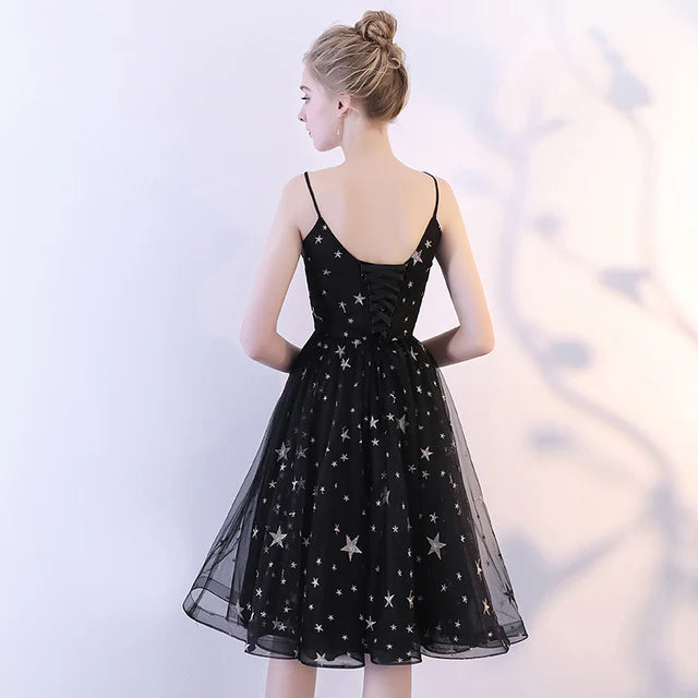 Luolandi Black Short V-neckline Lovely Prom Dress Homecoming Dress Party Dress Formal Dress